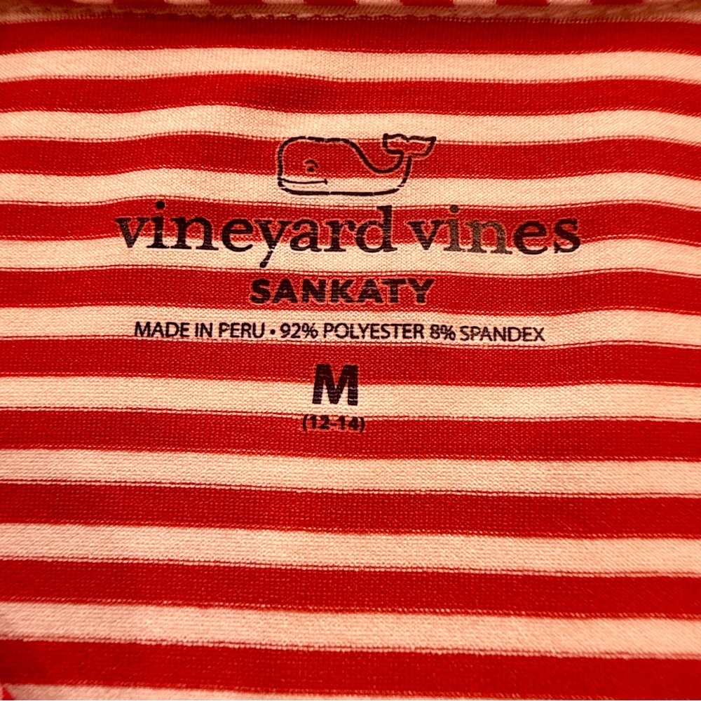 Vineyard Vines Red and White Striped Kids Sankaty Performance Polo - Picture 2 of 5